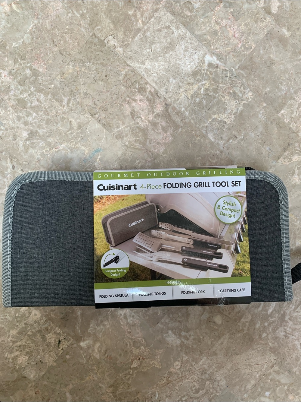Gourmet Outdoor Grilling. Cuisine 4-pieces Folding Grill Tool Set. Brand new .